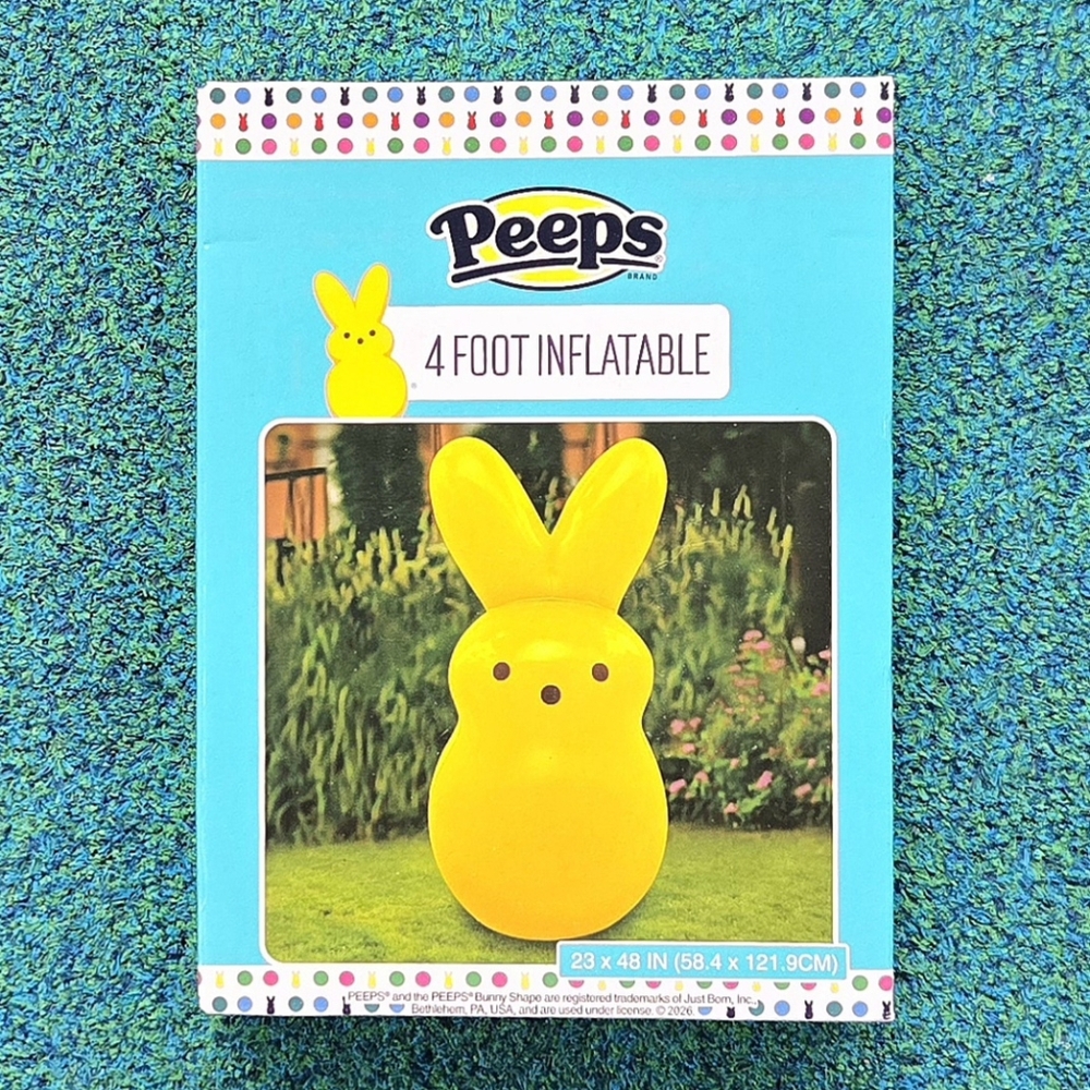 Peeps 4 Foot Inflatable Yellow Bunny Decoration w/9 Bunny Pencil Sharpeners